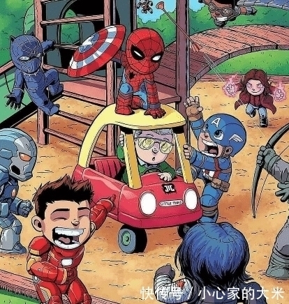 超级英雄|“幼儿园”版超级英雄,画师笔下的浩克雄风不再,蜘蛛侠可可爱爱