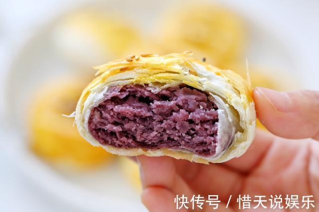 紫薯馅|自制传统中式糕点，无需黄油也能层次分明，咬一口酥得掉一地渣！