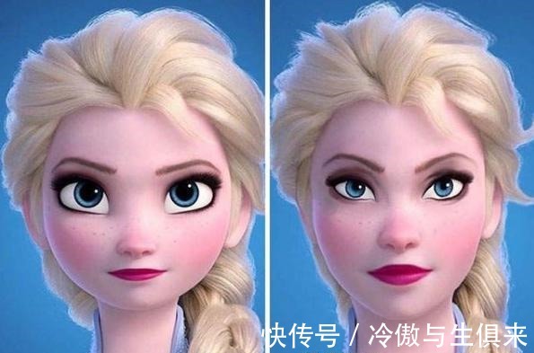 迪士尼动画|五官变正常的迪士尼公主,爱丽儿公主最可爱,艾莎女王失去美貌
