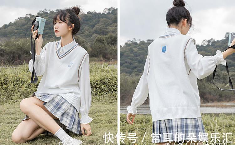 马甲 小个子女生的秋日穿搭,针织马甲搭配衬衫,清新文艺少女感十足