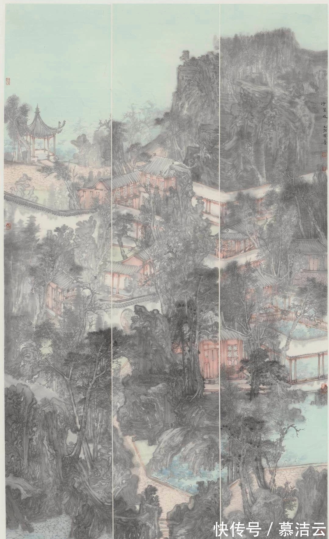 中国艺术$贺喜水墨山水画,以传统的笔墨现代的构成,奏出超脱尘世间的梵音