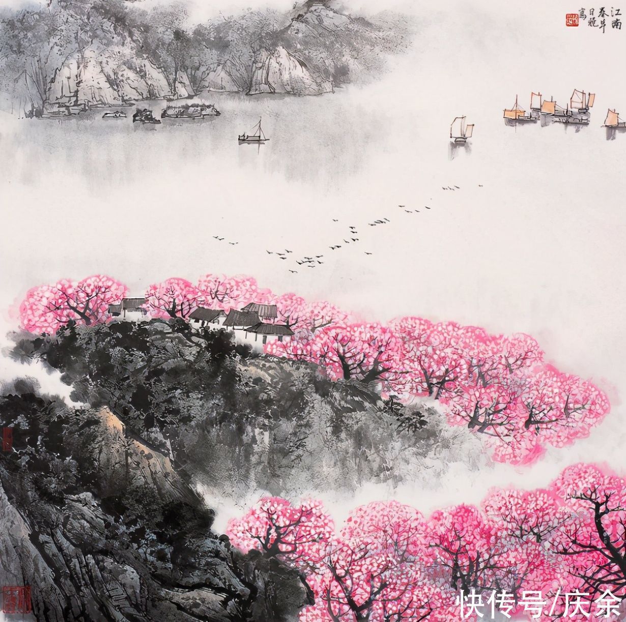 千里莺啼绿#杜牧很经典的一首诗,从开篇美到结尾,值得一读