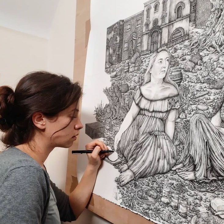 针管笔$全球最抠女画家,用针管笔惊艳世界,这细节和线条让人惊叹不已!