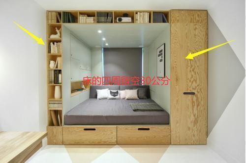 衣帽间|床四周留空30公分,别说书房连衣帽间都有了,小户型装修教科书!