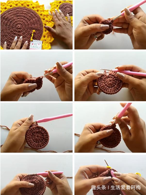 毛线钩针编织向日葵合集,DIY手工编织附图解教程
