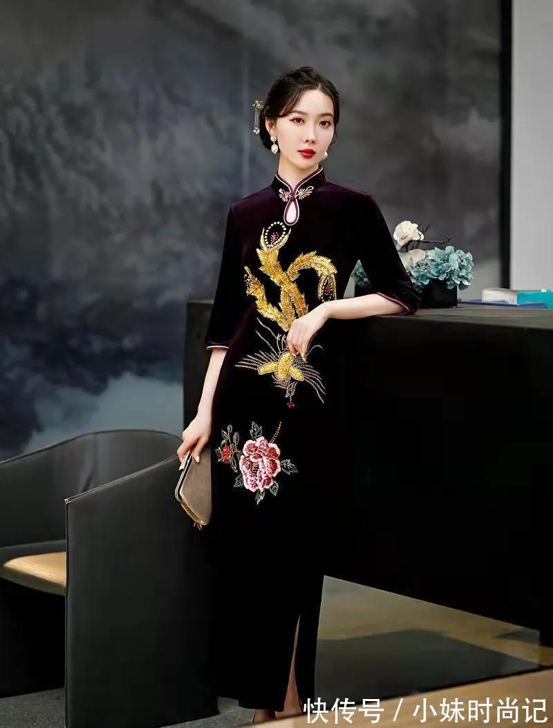 古典 初秋时尚丝绒旗袍,低调之中而不失奢华,高贵典雅绝对眼压全场!