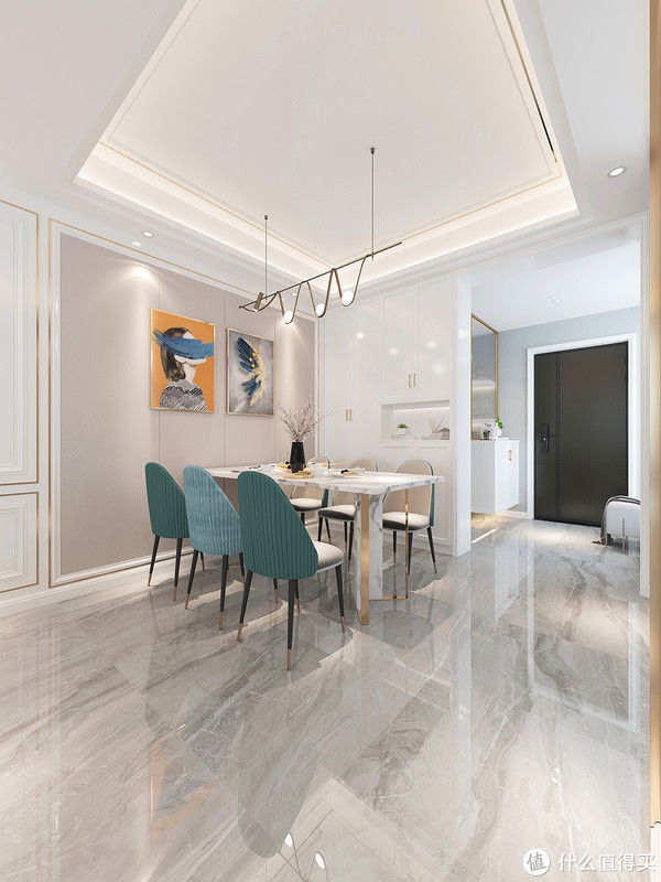 户型|看了这套95㎡的样板房后,有种想买房的冲动,轻奢风格真的很精致