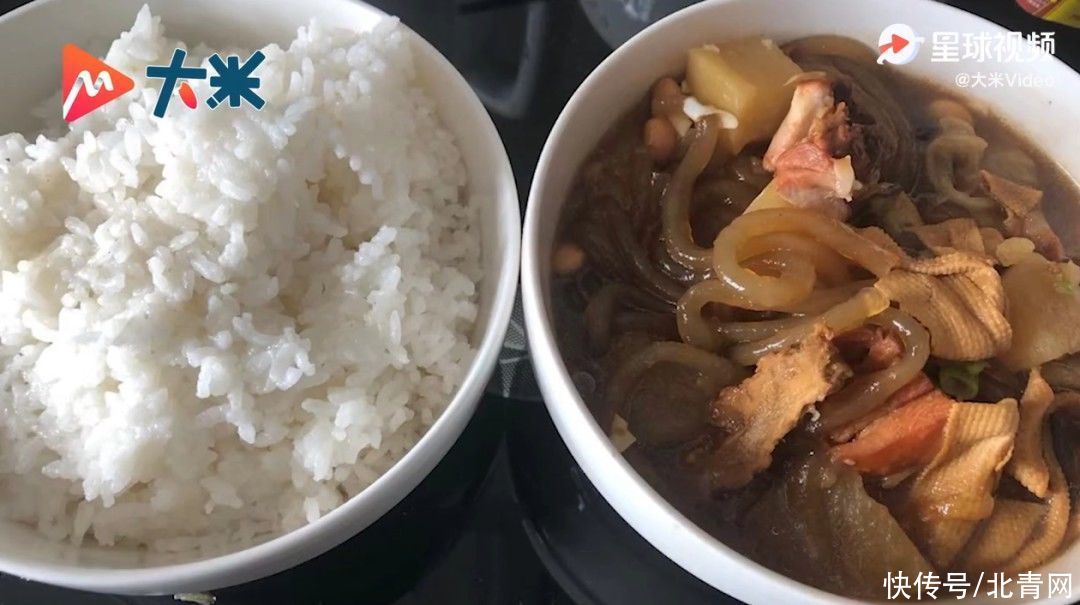 海带丝红烧肉炖粉条小馄饨……网友：眼泪从嘴角流了出来