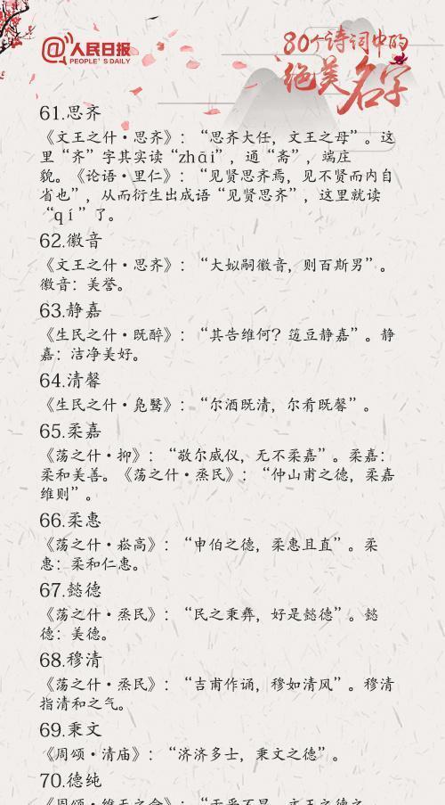 名字|80个诗词中最美的名字,这样取名与众不同,富有诗意