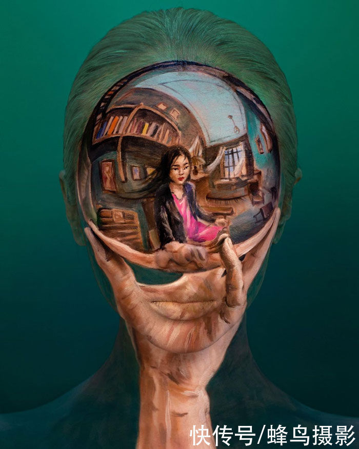 艺术家|韩国一女学生在身上画画,脸和牙齿都不放过,犹如“贞子”再现