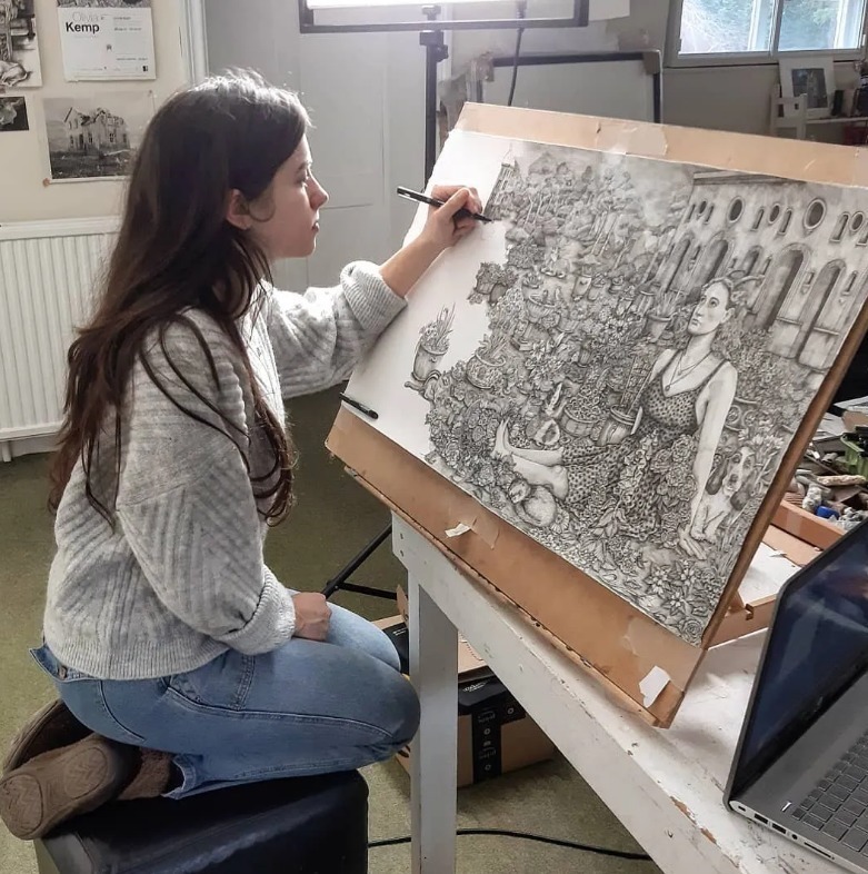 针管笔$全球最抠女画家,用针管笔惊艳世界,这细节和线条让人惊叹不已!