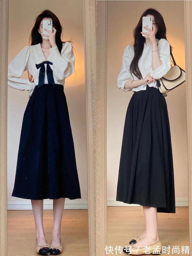 长裙|秋天穿“半身长裙”很有气质,但要搭对了“上衣”才更加时髦精致