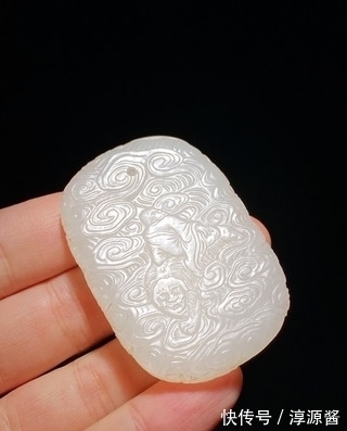 和田玉!清乾隆 和田玉籽料 白玉 罗汉 应真图 玉牌 挂件