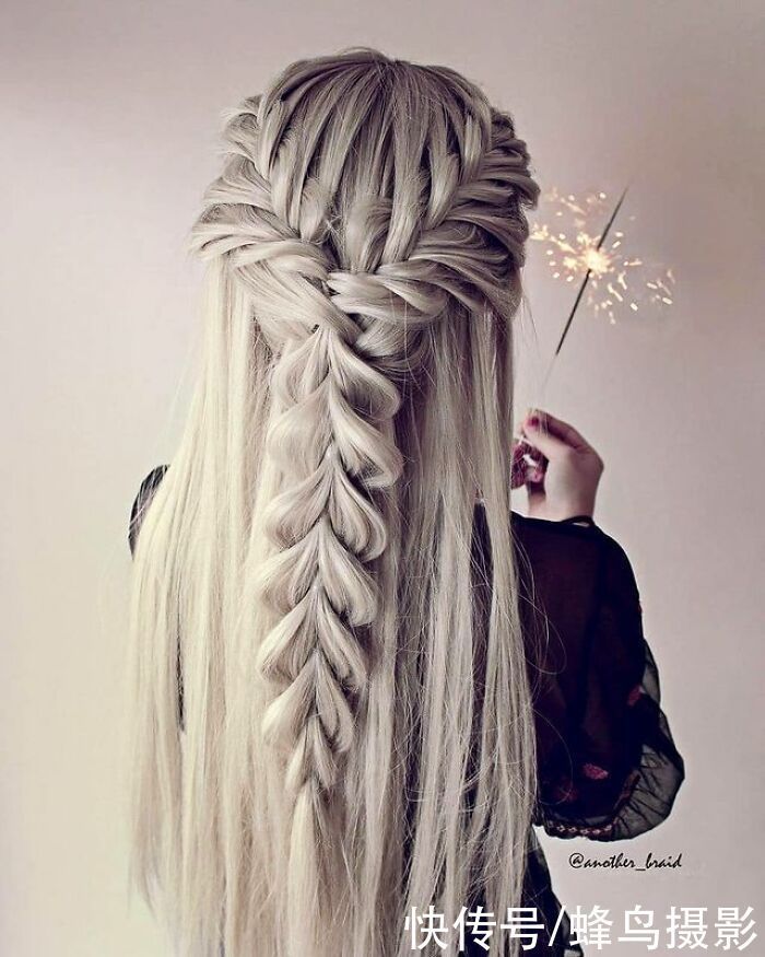 网红达人|65张编发照片,这哪是编头发分明是画画,图3这发型一次要半天
