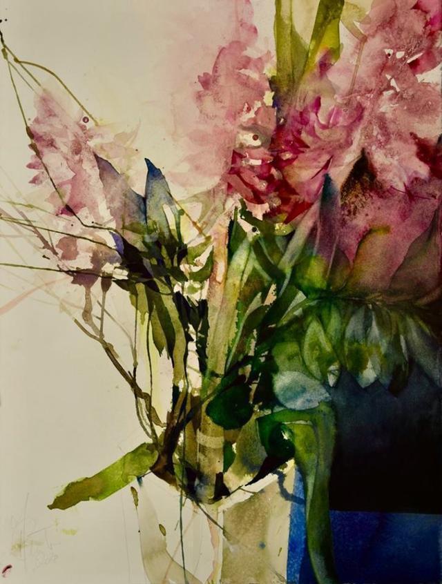 Elke&水彩画家Elke笔下的花花世界浓墨重彩之中隐去了繁花的具象(一)