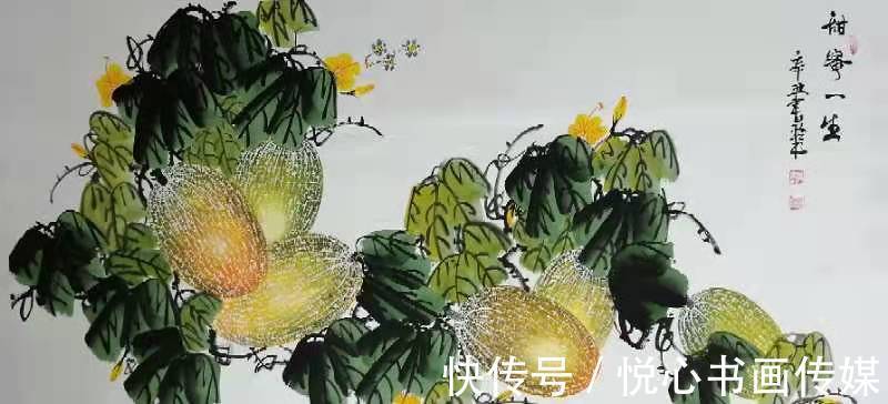 哈密瓜&河南省美协理事,著名瓜果画家史书玲国画作品欣赏