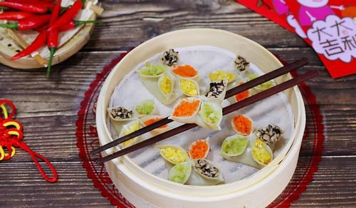创意四喜蒸饺,寓意好,年夜饭上少不了它