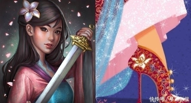 鞋子|迪士尼公主裙子下的“秘密”,花木兰中国风,艾莎女王冷艳