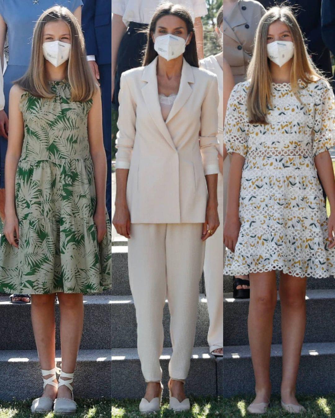 印花连衣裙|西班牙公主莱昂诺尔真会穿,无袖印花连衣裙清新减龄,娇俏甜美