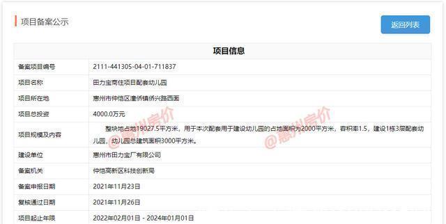 田力宝|仲恺全新商住项目备案!规划5栋楼,预计明年3月动工!