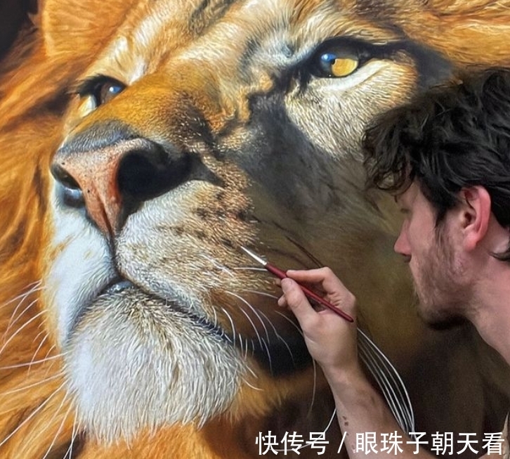 热爱!超写实野生动物,狂野凶猛的样子,随时准备从画布上扑下来