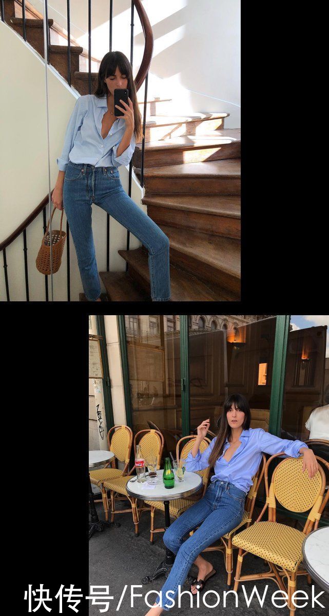 比春天更迷人的是：刘雯的蓝色衬衫