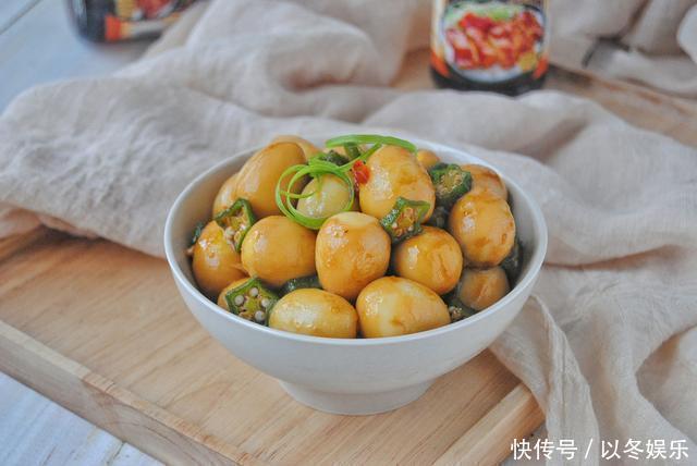 美食推荐秋葵炒鹌鹑蛋,茶树菇红烧肉,凉拌花生菠菜的做法