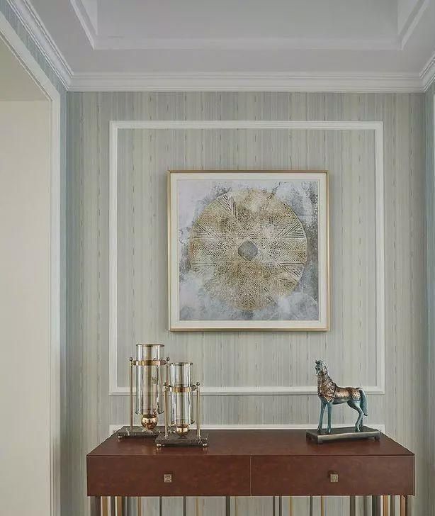 吊顶|140平米的美式风新房入住，玄关就体现主人的高品位，温馨大气