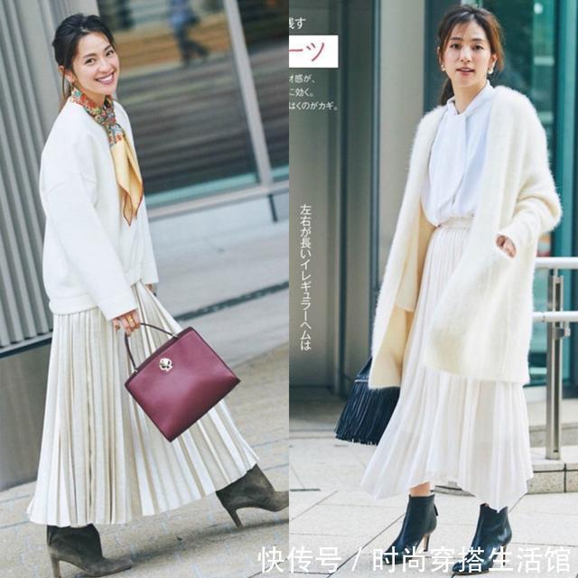百褶裙|秋天白色毛衣怎么穿才好看?我帮你总结了几套搭配方案,建议收藏