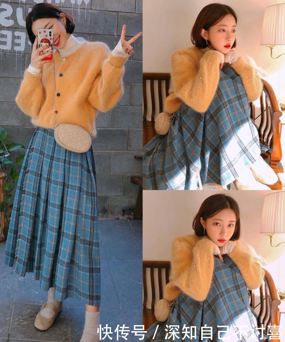 毛衣|毛衣+半身裙,看韩国小姐姐如何诠释,温柔又有女人味的时尚!