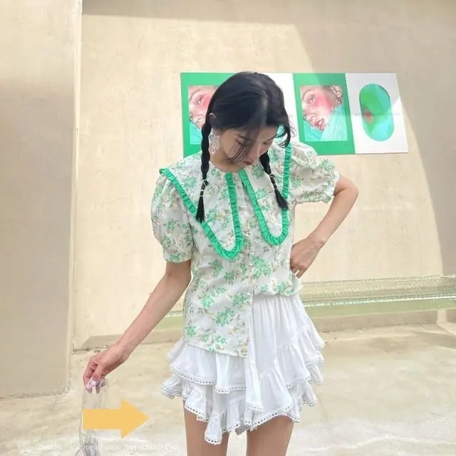 小白裙|最近“衬衫+碎花半身裙”火了！学会这3个穿搭思路，再美一秋天