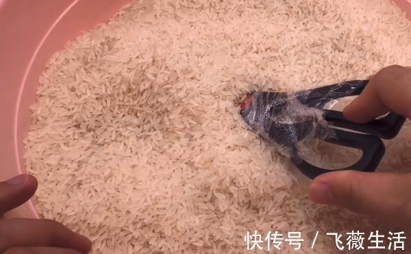 抓紧把剪刀插进大米里,真是厉害了,现在知道还不晚,快告诉家人