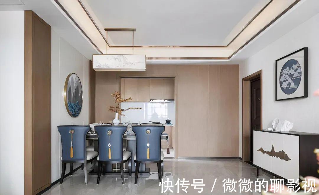 烟灰蓝|125㎡现代中式风新房,全屋烟灰蓝配色,清爽明亮!