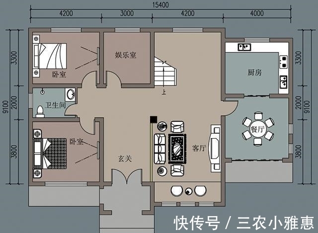 平面图|农村自建4室2厅2层别墅, 厨房餐厅在室外, 简单大气就很好!