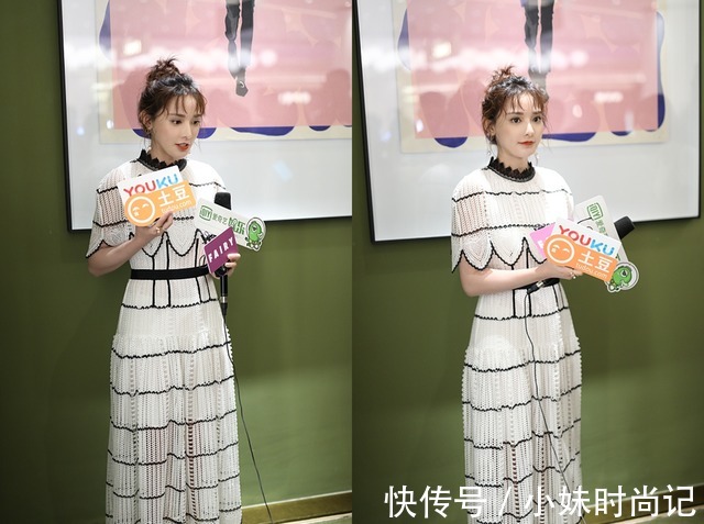 时尚|彭小苒生图也很精致,身穿黑白条纹长裙,优雅温柔,看着真高级