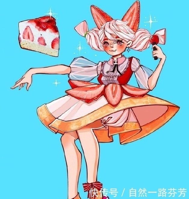 it拟人化的食物你见过吗?草莓蛋糕穿起lolita,彩虹糖变身潮流女孩