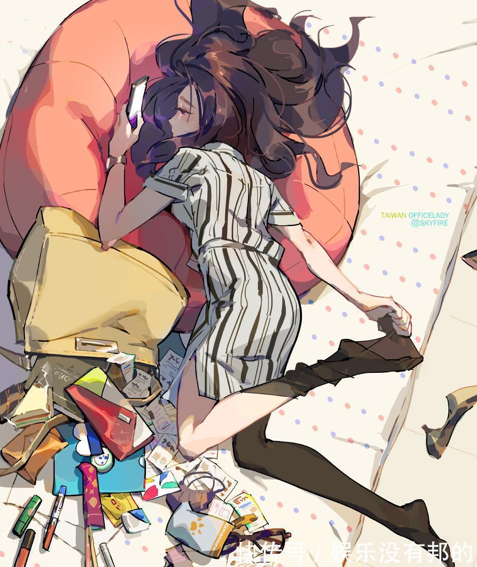 插画$清新都市的OL少女插画，有一种强烈的代入感