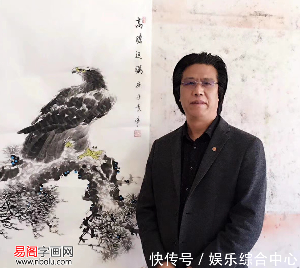 逸气横生$画家袁峰画鹰 :鹰击长空,雄风万里