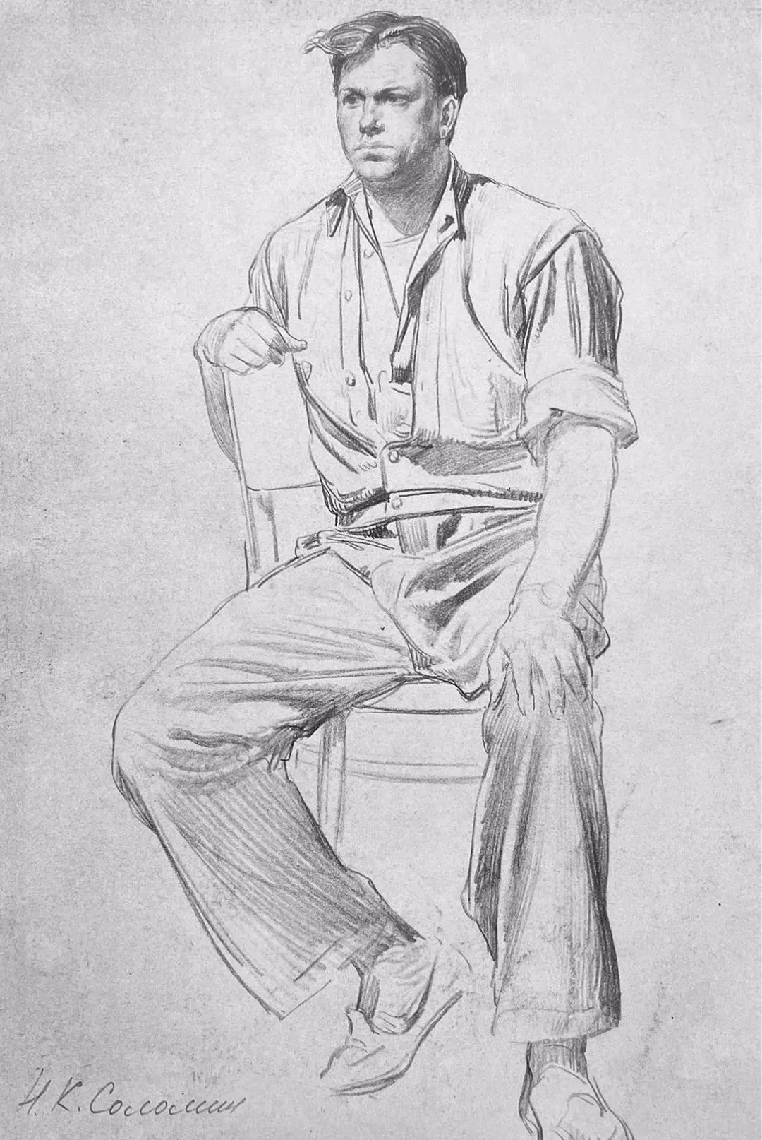 康斯坦丁$苏里科夫美术学院教授尼康. 索罗明速写作品