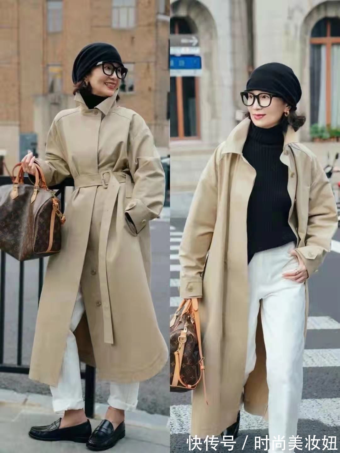 早秋|“卡其色风衣”的高级穿搭,高级优雅又显气质,50岁照穿真洋气