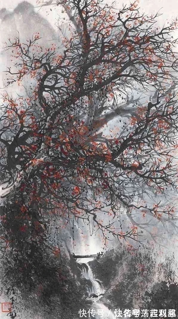 秋景&霜叶红于二月花|黎雄才秋景山水画,美不胜收,美轮美奂!