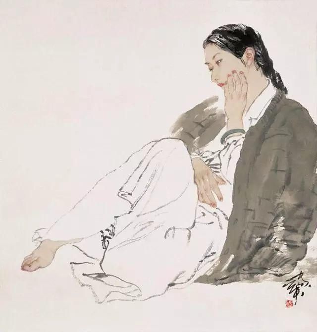 工笔画|国画:何家英画笔下的怜怜女儿态,不同寻常的美感!