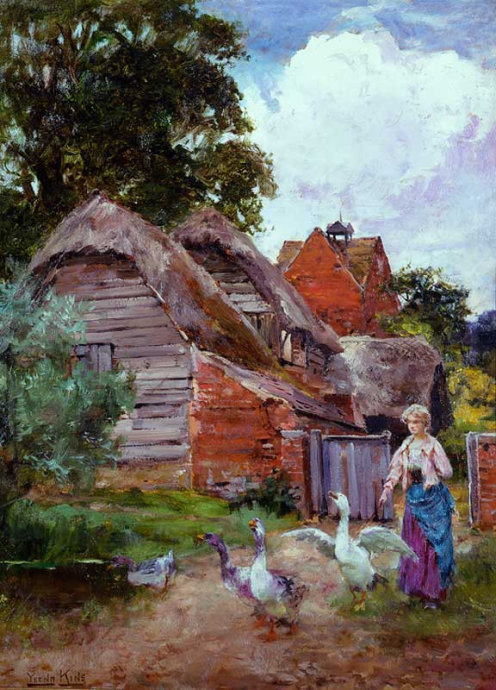 耶德金!诗情画意的田园生活,英国印象派画家耶德金的唯美油画