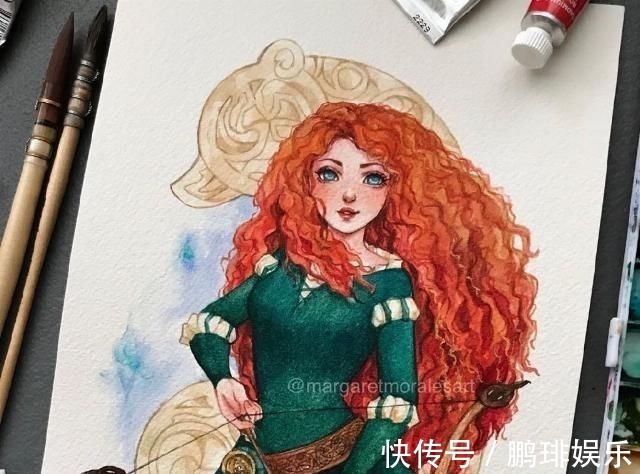 小美人鱼|水彩手绘风的迪士尼公主,艾莎美得很冷艳,花木兰国风韵味很漂亮