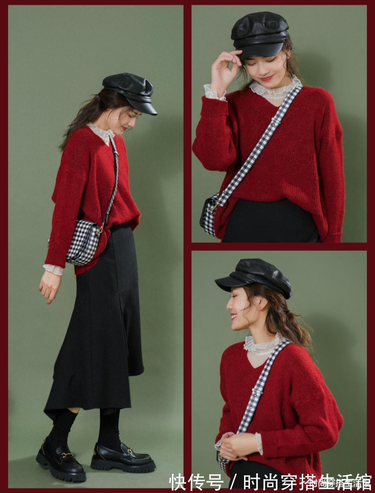 tips|穿毛衣时别再乱配裤子!过年有这“2外套3裙子”就够了,时髦显高