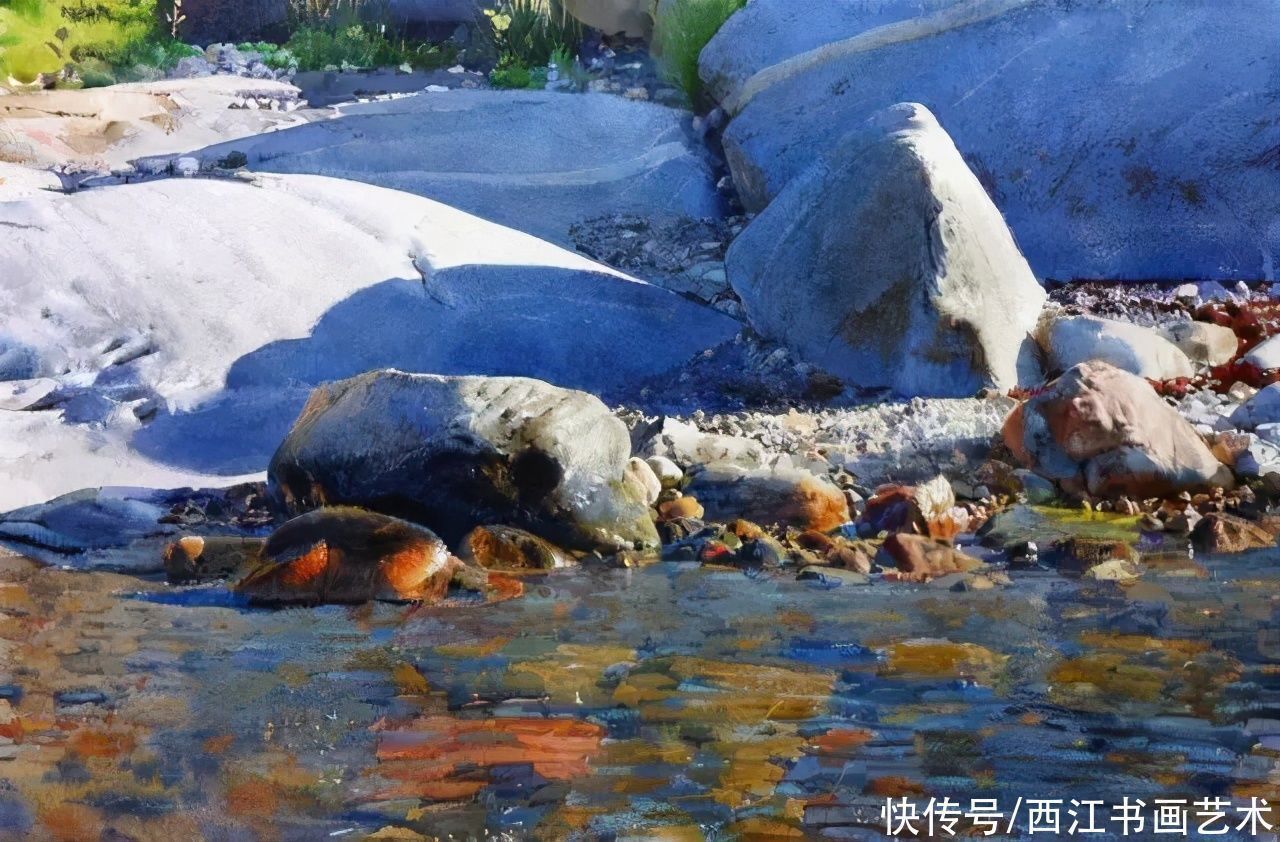 克拉科夫$这位瑞典水彩画家把海边的石头质感画得好极了