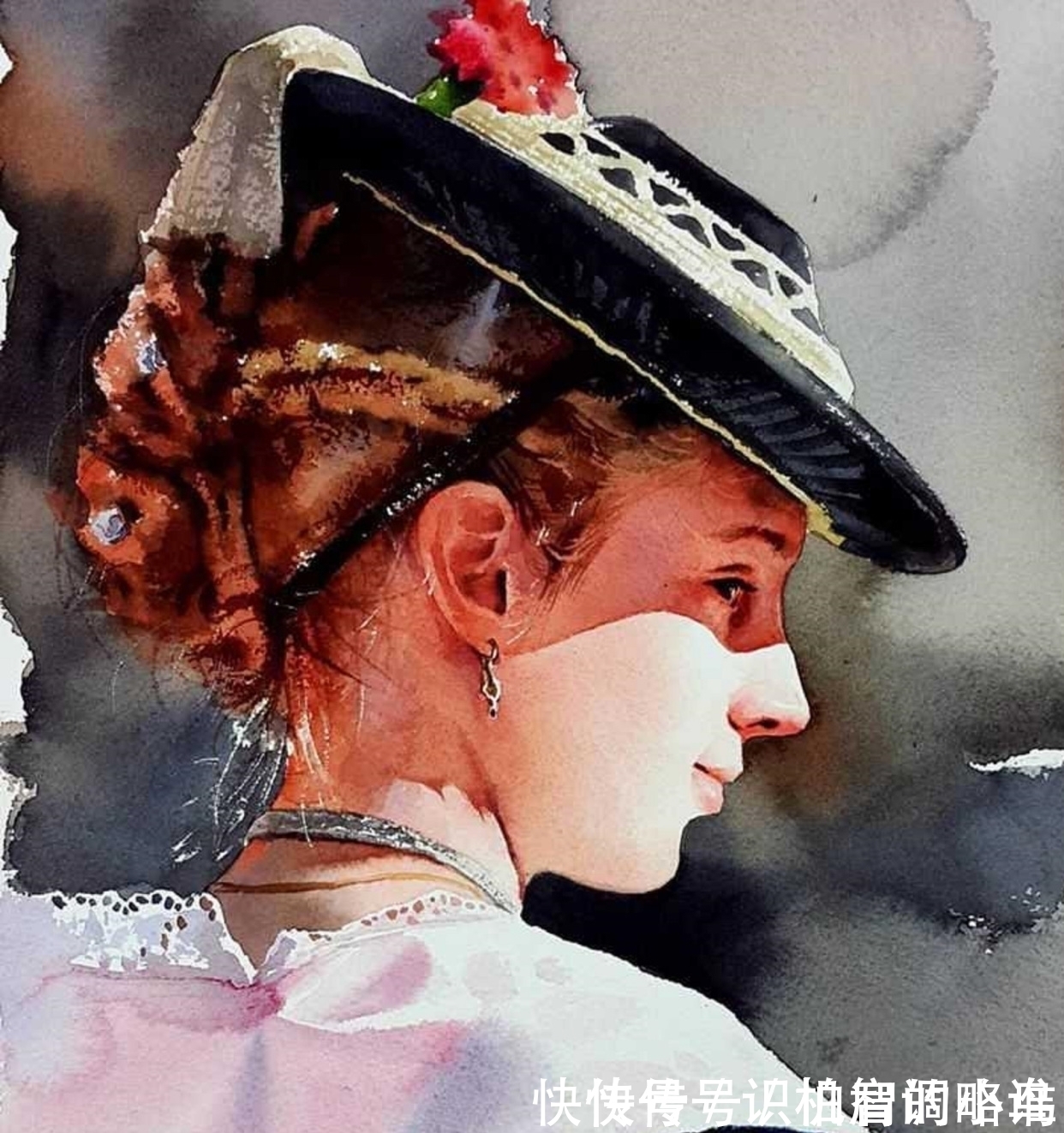 人物形象#韩国水彩肖像画的“天花板”级人物——“大触之神”郑勋成