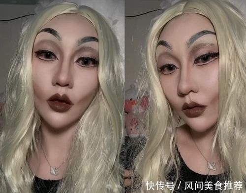成品|美术生把脸当“画布”,实力仿妆“韩佩泉”,看到成品收徒吗