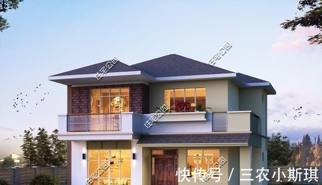 阳台上|农村自建小户型别墅, 四室一厅很宽敞, 还有书房和大阳台, 美!