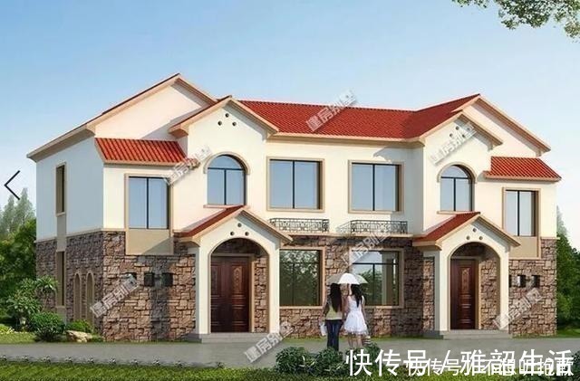 别墅|宽18米左右,两层农村双拼别墅,简单户型更适合老家建!